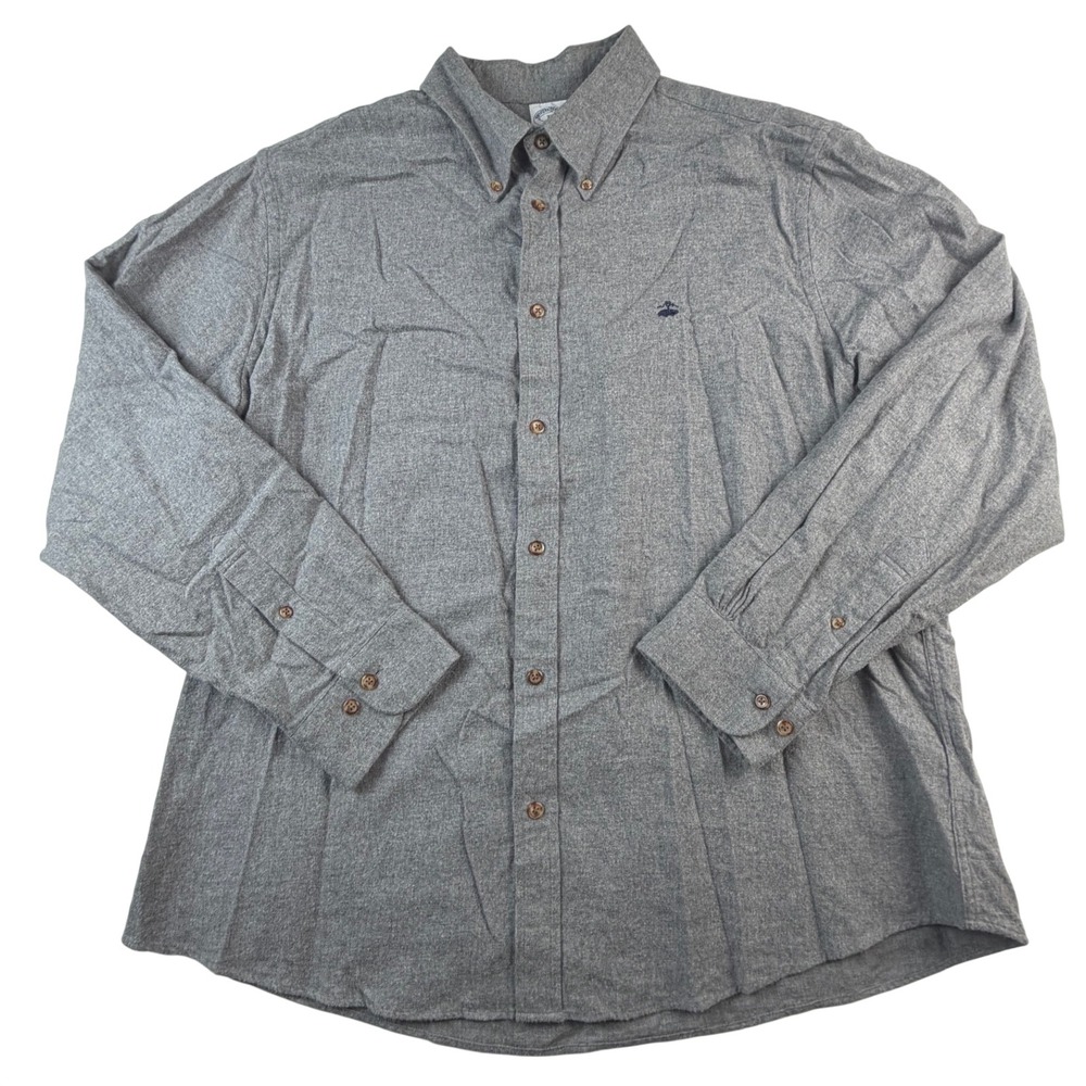 Brooks Brothers Regent Fit Grey Flannel Button Down Shirt XL All Cotton